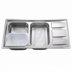سينک ظرفشویی استیل دو لگنه لگن چپ آخنبرگ مدل FS-102