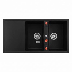 سينک ظرفشویی گرانیتی دو لگنه مشکی آخنبرگ مدل GS-204