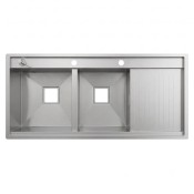 سينک ظرفشویی استیل دو لگنه آخنبرگ مدل HS-1203 PLUS لگن سمت چپ
