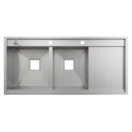 سينک ظرفشویی استیل دو لگنه آخنبرگ مدل HS-1203 PLUS لگن سمت چپ