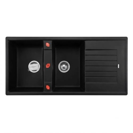 سينک ظرفشویی گرانیتی دو لگنه مشکی آخنبرگ مدل GS-203