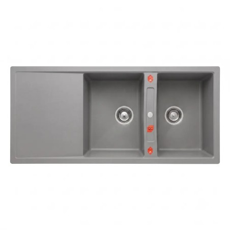 سينک ظرفشویی گرانیتی دو لگنه آخنبرگ مدل GS-204 رنگ خاکستری