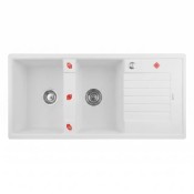 سينک ظرفشویی گرانیتی دو لگنه آخنبرگ مدل GS-203 رنگ سفید
