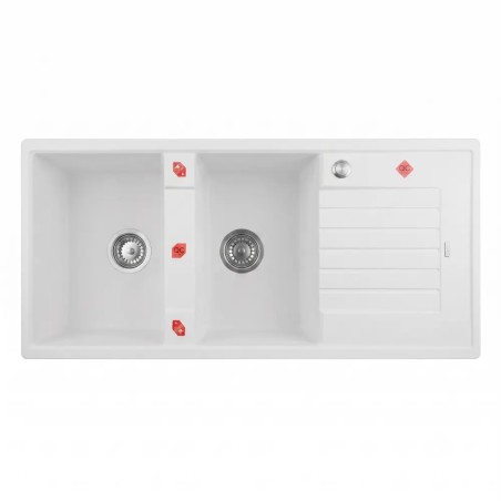 سينک ظرفشویی گرانیتی دو لگنه آخنبرگ مدل GS-203 رنگ سفید