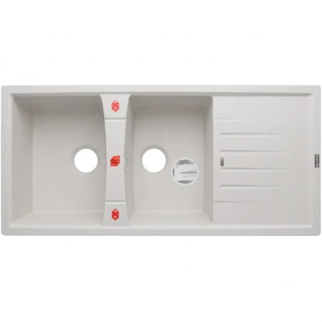 سينک ظرفشویی گرانیتی دو لگنه آخنبرگ مدل GS-202 رنگ سفید