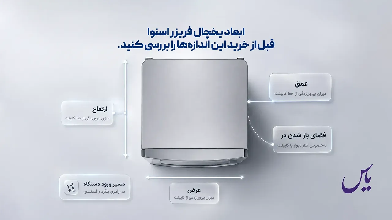 ابعاد یخچال فریزر اسنوا